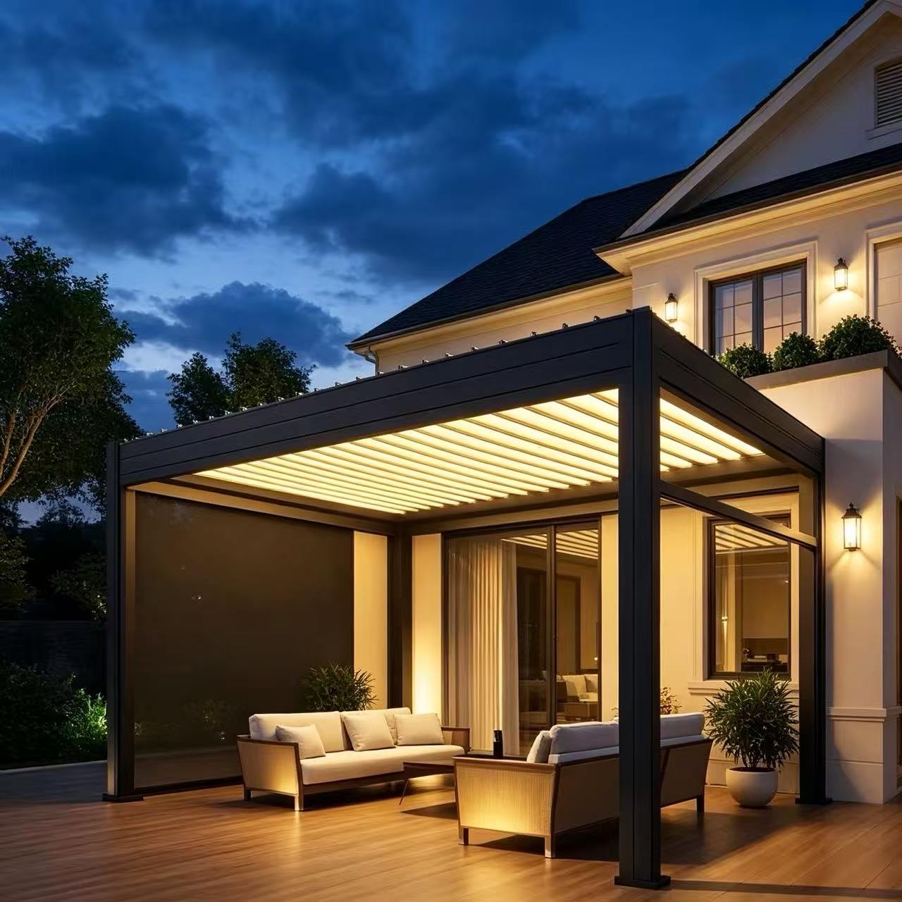 Outdoor Furniture Metal - ศาลาเปอร์โกล่าแบบเปิดโล่งสไตล์โมเดิร์นสั่งทำพิเศษ ศาลาอลูมิเนียมอัลลอยด์แข็งแรงทนทานราคาประหยัด ศาลาทรงสี่เหลี่ยมผืนผ้าหรูหราคุณภาพสูง